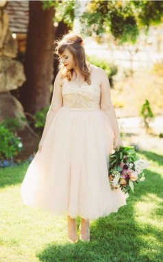  Plus Size Eine Linie Nackt Tee Länge Land Rustikale 50er Jahre Hochzeitskleid Garten GBWD074