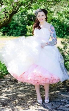 Schatz Plus Größe 1950er Jahre Vintage Kurze Tee Länge Land Hochzeitskleid GBWD116