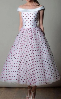 Tee Länge Rote Tupfen Vintage Pin Up Brautkleid Rockabilly Brautkleid GBWD165