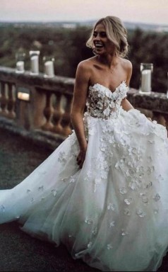 Schatz 3d Applikation Ballkleid Blume Brautland Hochzeitskleid GBWD193