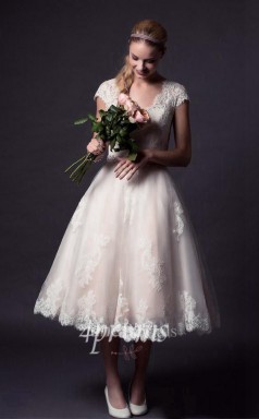rosa und weiße Kappe Ärmel Rockabilly Hochzeitskleid GBWD301