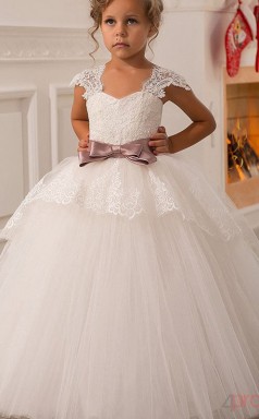 Ballkleid Kurzarm Kinder Blumenmädchen Kleid CH0105