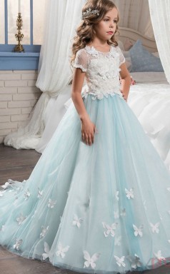 Ballkleid 4-12 Jahre Kurzarm Kinder Ballkleid Für Mädchen CH0109