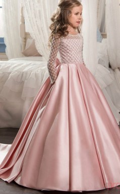 New Style Prinzessin Langarm Kinder Ballkleid Für Mädchen CH0118
