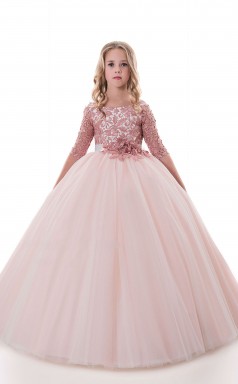 Juwel Halbe Ärmel Als Bild Kinder Ballkleider Chk011