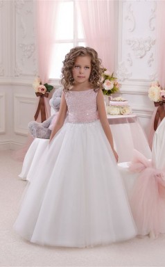 Juwel ärmellose Süßigkeiten Rosa Kinder Ballkleider Chk047