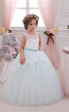 Illusion ärmellos Als Bild Kinder Ballkleider Chk049