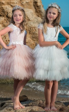 Mädchen Knielang Partykleid Stralia Kinder Abendkleid Chk097