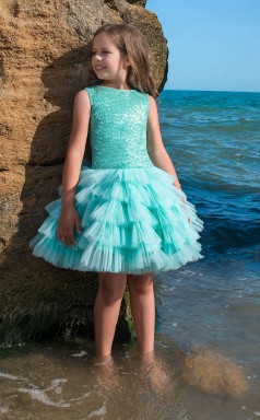 Mädchen Knielang Partykleid Stralia Kinder Abendkleid Chk098