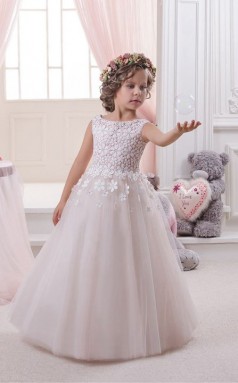 Tüll, Spitze Prinzessin Juwel ärmellose Mädchen Ballkleider Chk145