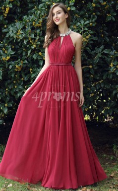 GEBD029 Halter Burgunder Brautjungfernkleider