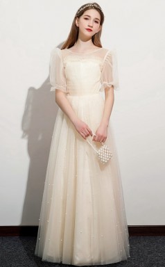 Halbärmeliges Tüllkleid für Kinder-Brautjungfern, Mädchen-Geburtstagspartykleid GJFGD051