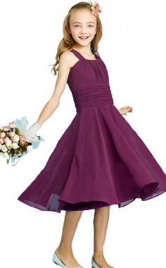Einfaches Traubenfarbenes Kinder-Brautjungfernkleid, Blumenmädchenkleid GJFGD074