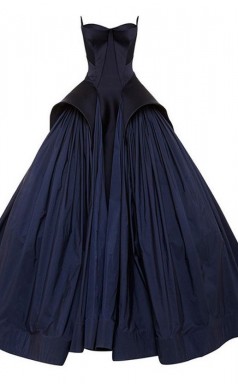 Marineblaues Taftballkleid Schatz Bodenlange Abschlusskleider (GJT3875)