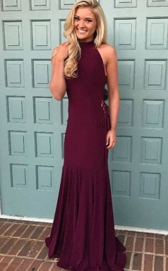 Meerjungfrau Halfter Bodenlangen Satin Mit Gerafften Kleid JTC11663