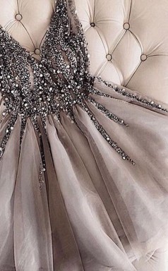 A-linien-tüll Mit V-ausschnitt Und Pailletten-shortmini-kleid JTC14413