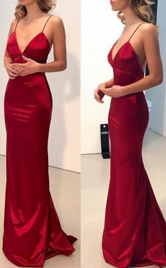 Scheide Spaghettiträger V-ausschnitt Zug Seide Wie Satin Kleid JTC16413