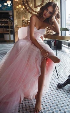 A-line Schatzzug Mit Rüschen Tüllkleid JTC19023