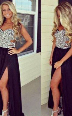 A-linie Chiffon Schatz Bodenlang Mit Perlen Kleid JTCv52483