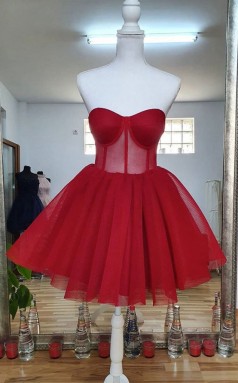 Schatz Teen Kurzes Rotes Prom -kleid REAL038