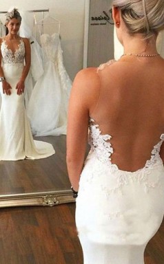 Hochwertiges Meerjungfrau ärmelloses Sweep-zug-hochzeitskleid Twa0172