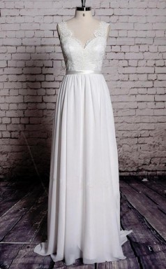 A-linie Spitze V-ausschnitt Rückenfreies Etui Langes Brautkleid Twa0582