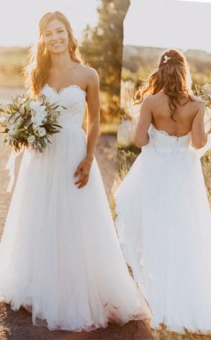 Sweetheart Bodenlanges Brautkleid In Elfenbein Mit Spitze Twa0592