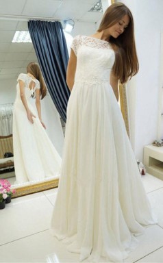 A-linie Bateau Sweep Zug Flügelärmeln Brautkleid Mit Spitze Twa0772