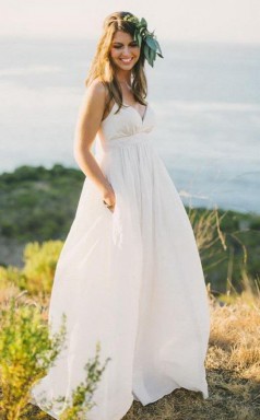 A-linie Spaghettiträger Sweep Zug Chiffon Brautkleid Twa2402