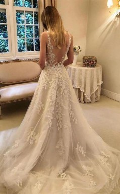 A-linie Vintage Rustikales Brautkleid Mit V-ausschnitt Perlen Spitze Brautkleid Twa3512