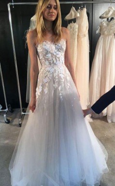 Trägerloses Sexy Durchsichtiges Brautkleid Aus Tüll Mit Herzförmigem Halsausschnitt Twa3522