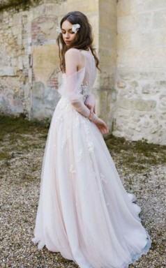 Langarm-strandhochzeitskleid Kalte Schulter Boho Rustikales Hochzeitskleid Twa4482