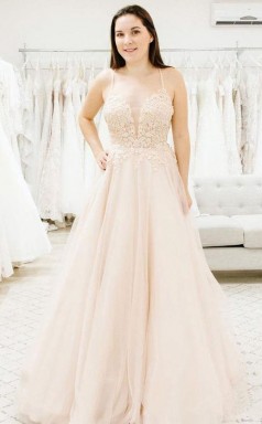 Spaghetti-träger Illusion Tiefem V-ausschnitt Brautkleid Twa4582