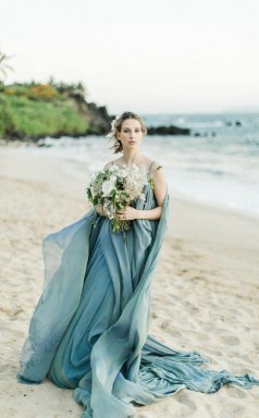 Chiffon Rustikales Brautkleid Strand Brautkleid Mit Hofzug Twa4752