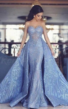 Schatz Abnehmbares Blaues Langes Brautkleid Aus Spitze Mit Applikationen Twa4792