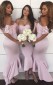 Schulterfreie Meerjungfrau Ballkleider High-low Spitze Brautjungfernkleider Bride GD01462