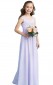 Fliederfarbenes langes V-Ausschnitt-Chiffonkleid für Junior-Brautjungfern, Blumenmädchenkleid GJFGD004