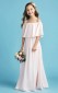 Kleines langes rosa Chiffonkleid für Junior-Brautjungfern, Blumenmädchenkleid GJFGD007