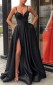 A-linie Träger Zug Mit Rüschen Satin Kleid JTC17543