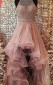 Ballkleidhalfter Mit Perlenbesetztem Asymmetrischem Tüllkleid JTC8873