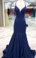 Meerjungfrau Dark Navy Blue Ballkleider REALS080