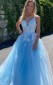 Blau Gegen Nackenspitzen -Abschluss ballkleid REALS095